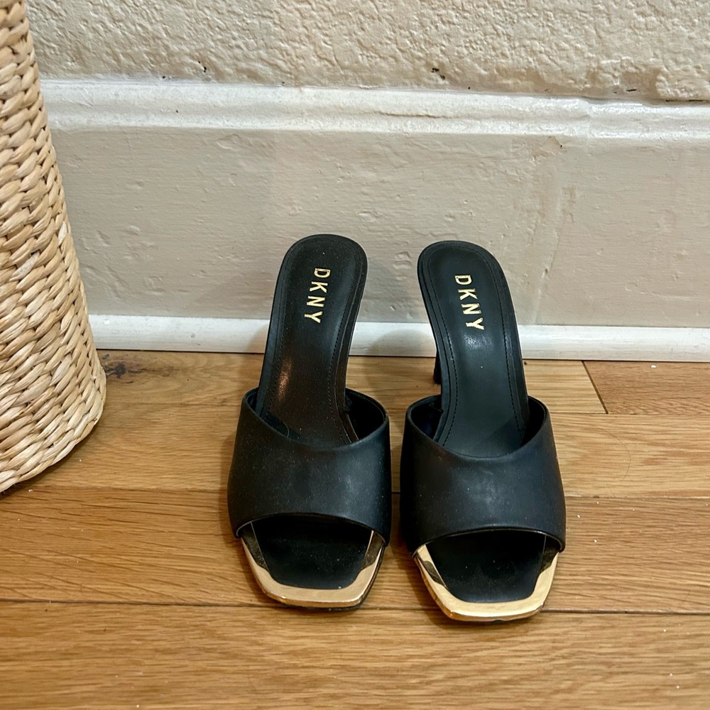 DKNY Black and Gold Women's Mules